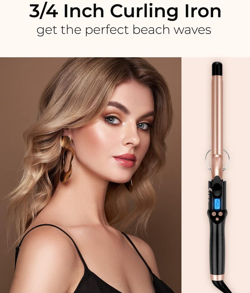 IKV 3/4 Inch Extra Long Barrel Curling Iron, Ceramic Tourmaline Curling Wand Professional Dual Voltage - Image 2